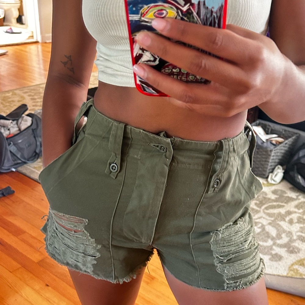 Green cargo shorts